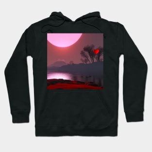 Valentine Wall Art - My heart waiting for sunset - Unique Valentine Fantasy Planet Landsape - Photo print, canvas, artboard print, Canvas Print and T shirt Hoodie